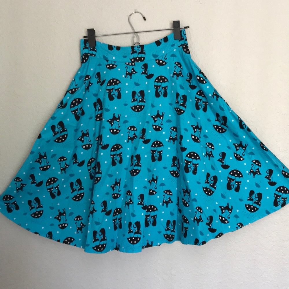 Voodoo Vixen retro cat print swing skirt